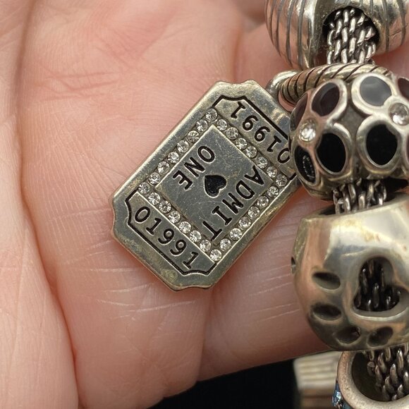 Brighton charm bracelet Popcorn guitar ticket charms rhinestone bling 8" 14 char - Picture 11 of 11